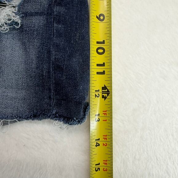 American‎ Eagle Midi Next Level Stretch Distressed Denim Jean Shorts Size 2 - Picture 7 of 8